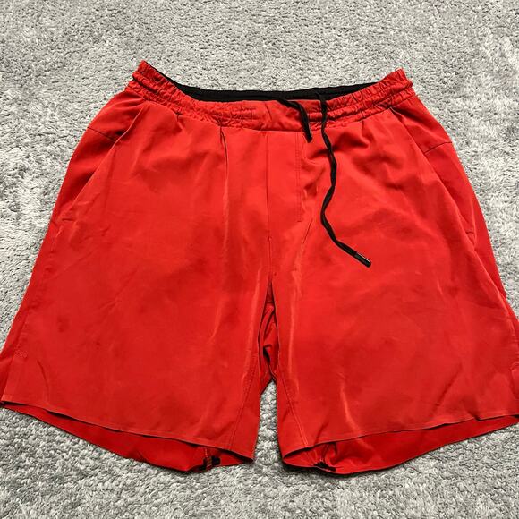 Lululemon Shorts Mens Medium Channel Cross 7" Game Day Red Lined ** - Picture 1 of 11